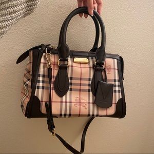 Burberry Haymarket Check Gladstone Leather Tote
